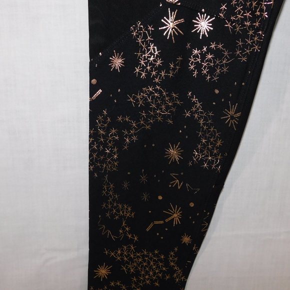 ASKYA Womens S Black Gold Constellations Space Activewear Leggings Cropped - Picture 9 of 16